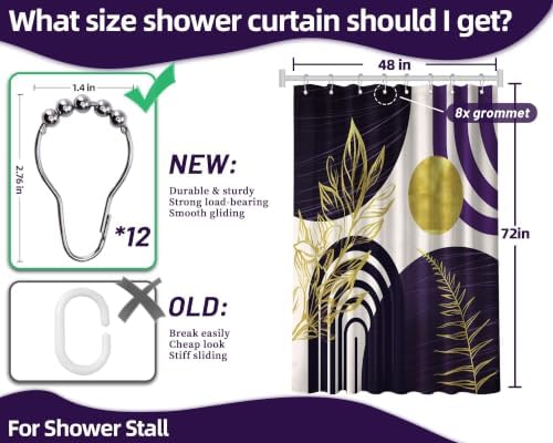 Dark Purple and Gold Stall Shower Curtain, 48X72 in Narrow Small