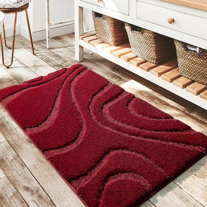 DEXDE Bathroom Rugs Mat Soft Absorbent Shaggy Floor Carpet Burgundy 24x36