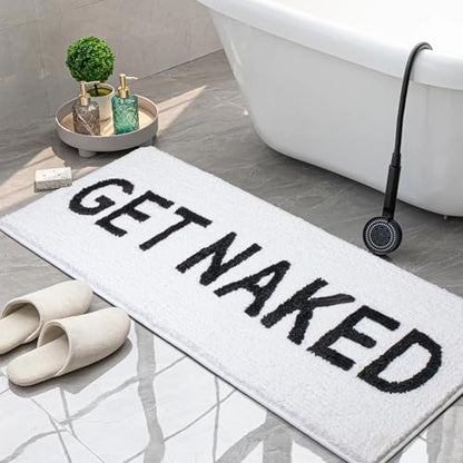KOEXM Get Naked Bath Mat Long Runner Mat Cute Bathroom Rugs Funny