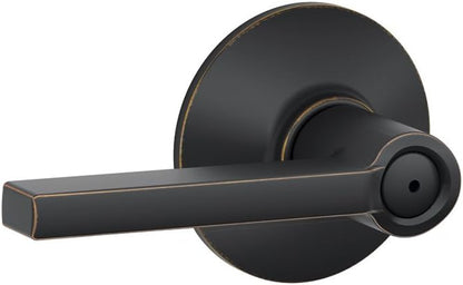 Schlage F40 LAT 716 Latitude Door Lever, Bed & Bath Privacy Lock, Aged Bronze