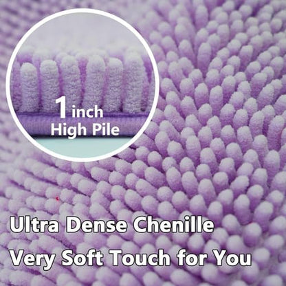 Bathroom Rugs Sets 2 Piece, PVC Backing Quick Dry, Machine Washable Bath Mats for Bathroom Floor-Lavender