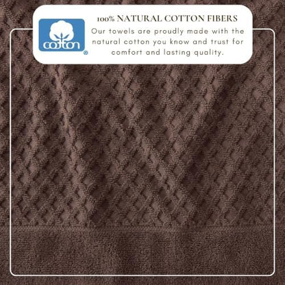 Great Bay Home Hand Towels - 100% Cotton 6 Pack 26x16 Hand Towel Set - Absorbent, Durable, Quick-Dry Towels for Bathroom (Chocolate)