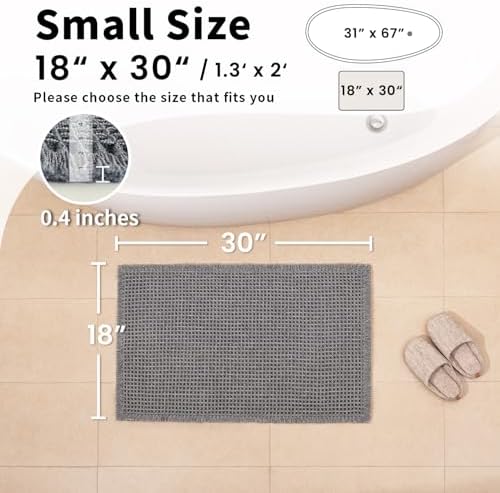 Waffle Bath Mat, Boho Bathroom Rugs Non Slip Washable, 18" x 30"
