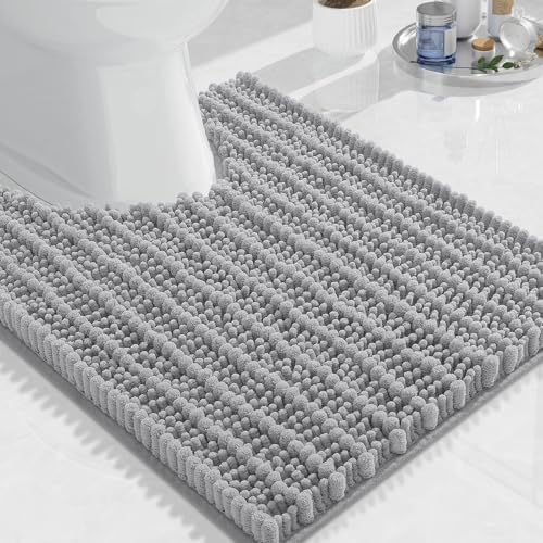Arotive Toilet Rugs U-Shaped 24x20, Soft Absorbent Chenille Shaggy Bath Mat