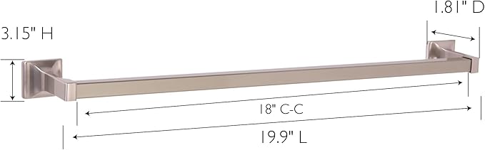 Design House 539130 Millbridge Classic 18-inch Towel Bar for Bathroom Bedroom Closet or Kitchen Satin Nickel