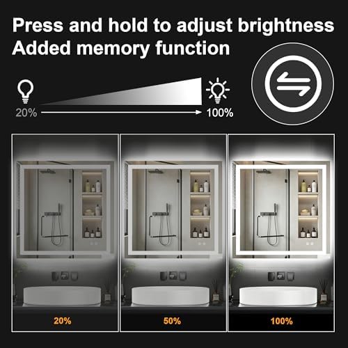 30x30 LED Bathroom Mirror with Lights, Lighted Vanity Mirror for Wall