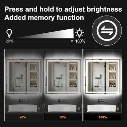 30x30 LED Bathroom Mirror with Lights, Lighted Vanity Mirror for Wall