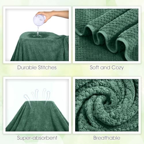Peryiter 6 Pcs Bath Towel Set, Oversized Bath Sheet for Adults, Dark Green