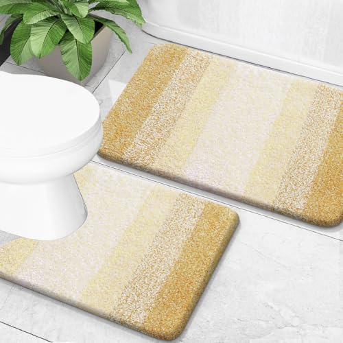 OLANLY Micorfiber Bathroom Rug Set 2 Piece, 30"x20"+U-Shaped 24"x20"