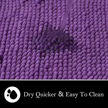 Bathroom Rugs Chenille Bath mat 2 Piece Set, Super Absorbent, Strong PVC Non Slip Backing, Bath mats for Bathroom, Plush Shaggy, Thick, Machine Washable, Bathtub, Shower, Toilet.(Violet)