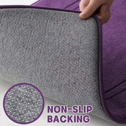 YIHOUSE Purple Memory Foam Bathroom Rug Set - 5 Piece Non Slip Bath Mats, Absorbent & Quick Drying for Bathroom Floor