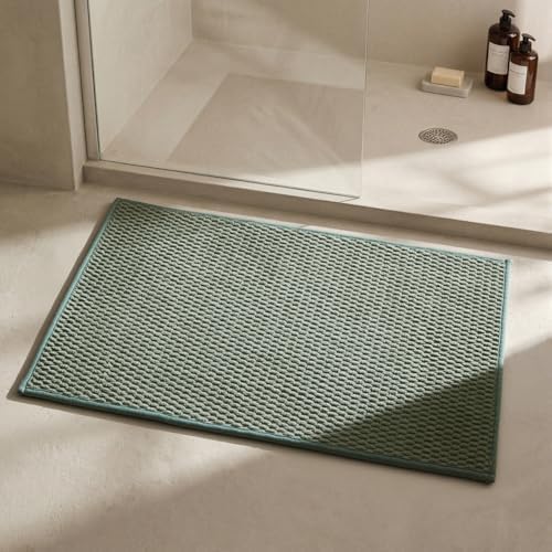 Triohero Bathroom Rugs Non Slip Washable, Super Absorbent Thin Bath Mat Quick Dry Low Pile Bathroom Rug, Sage Green 24"x36"