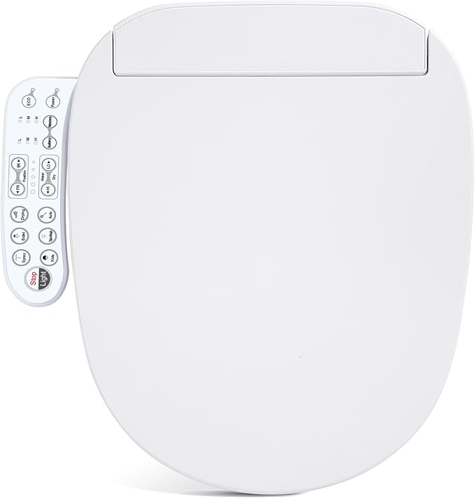 Bidet Toilet Seat, Electric Smart Heated Seat with Slow Closes, Warm Water, Dryer, Vortex Wash, Rear and Front Wash, Night Light, White, 208D (Round)