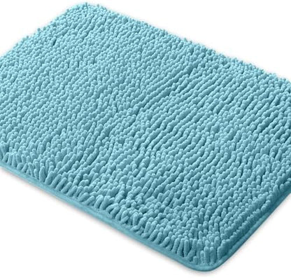 Yeaban Chenille Aqua Bathroom Rug 20"x32", Non-Slip Rubber Backing