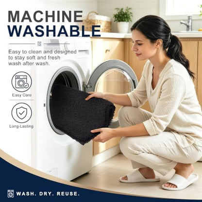 OLANLY Microfiber Large Bathroom Rugs 59x35, Soft Absorbent Bath Mat, Black