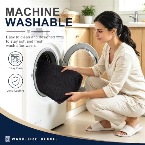 OLANLY Microfiber Small Bathroom Rugs 24x16, Soft Absorbent Bath Mat, Black