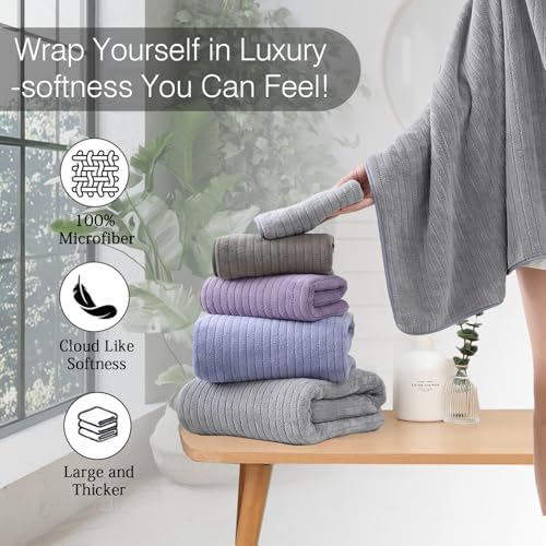 Hailea 18 Piece Family Bath Towel Set Include 6 Bath Towels,6 Hand Towels and 6 Washcloths Soft Bathroom Towel with Hanging Loops,Highly Absorbent Quick Dry Towels Set for Bathroom,Hotel and Spa-Grey