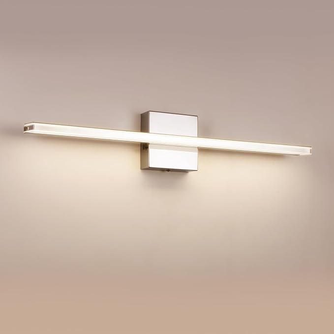 Chrome Vanity Lights for Bathroom 5CCT Dimmable Bathroom Lighting Fixtures Over Mirror Adjustable Lighting Angle Wall Light Fixtures 23.6 inch Long 18W LED Bar Light