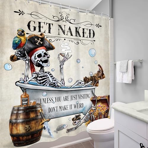Skull Skeleton Gothic Spooky Pirate Cool Bathroom Shower Curtain Set