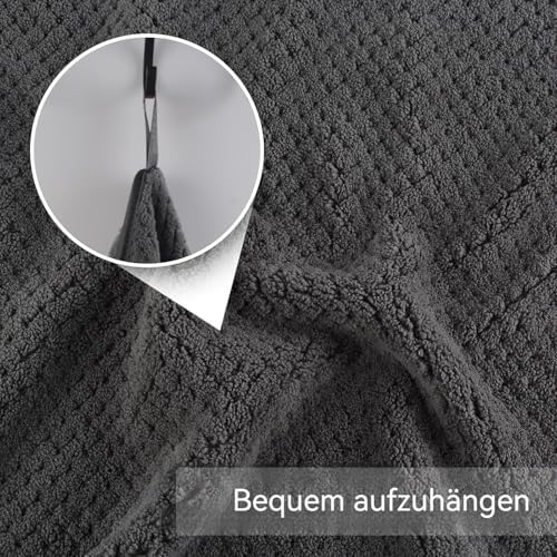 KinHwa Gray Hand Towels for Bathroom, Microfiber Face Towels, 11x20 Inch