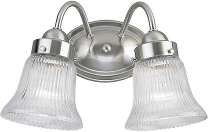Progress Lighting 2-Light Clear Prismatic Glass Traditional Bath Vanity Light, Fluted Glass Collection, Indoor, P3288-09, Brushed Nickel