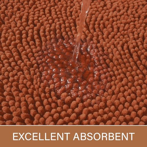 LOCHAS Luxury Bathroom Rug Shaggy Bath Mat 24 x 60 Inch, Burnt Orange