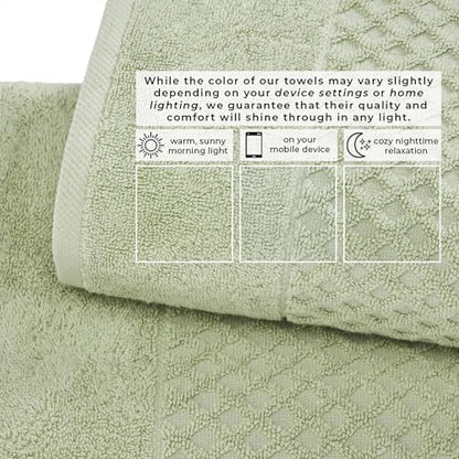 Great Bay Home Bath Towels - 100% Cotton 6 Piece Towel Set - Diamond Waffle Weave - Absorbent, Durable, Quick-Dry Towels for Bathroom (Pale Green)
