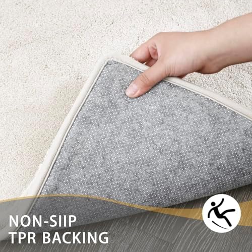 MINIDEAR Toilet Rugs 24x20 - U Shaped Beige Thick Memory Foam Contour Rugs,Ultra Soft & Plush Fluffy, Non-Slip, Quick Dry, Absorbent Washable Floor Microfiber Mat for Home Decor Accessories