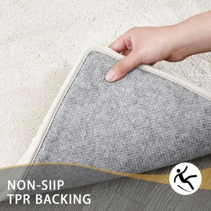 MINIDEAR Toilet Rugs 24x20 - U Shaped Beige Thick Memory Foam Contour Rugs,Ultra Soft & Plush Fluffy, Non-Slip, Quick Dry, Absorbent Washable Floor Microfiber Mat for Home Decor Accessories