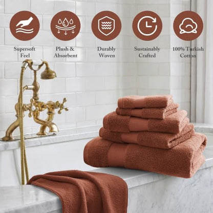 Madison Park 100% Turkish Cotton 600 GSM Bath Towel Set, 6 Piece,Terracotta