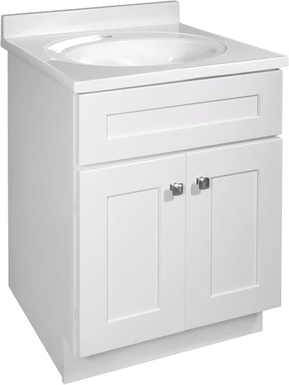 Design House Brookings Bathroom Vanity, 24", White | Adjustable Hinges, Freestanding, Contemporary/Modern, Wood, Bath, 586933