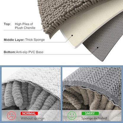 Smiry Bathroom Rugs 24X16, Luxury Chenille Extra Soft Absorbent Bath Mat