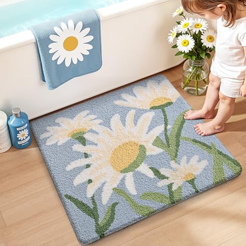 LUMI Square Bathroom Rug 26x26, Soft Absorbent Bath Mat, Non Slip