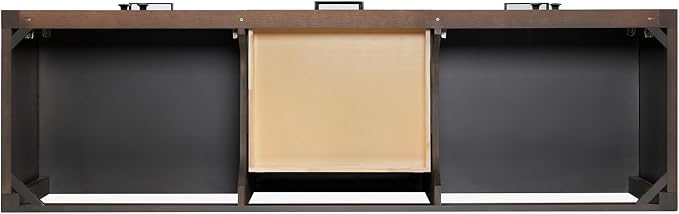 ARIEL Cambridge 72-inch Bathroom Vanity Base Cabinet,Solid Wood, 4 Soft Closing Doors, 6 Dovetail Drawers, Brown Oak