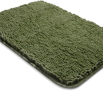Yeaban Chenille Sage Bathroom Rug 20"x32", Non-Slip Rubber Backing