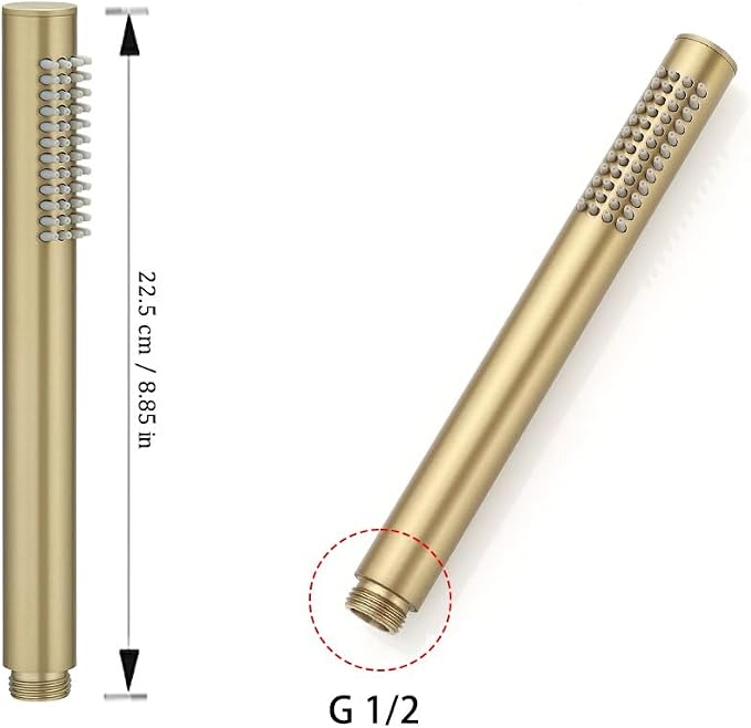 Hand Shower Round Wand Handheld Shower Spray High Pressure Single Function Luxury Hand Showerhead Brushed Gold