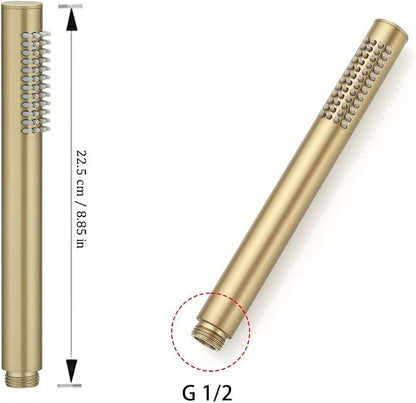 Hand Shower Round Wand Handheld Shower Spray High Pressure Single Function Luxury Hand Showerhead Brushed Gold