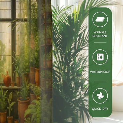 Botanical Greenhouse Garden Plant Scenic Shower Curtain 72x72 Inches