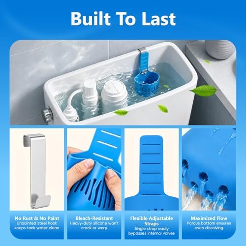 2 Pack Toilet Tank Tablet Holder, Silicone Basket for Toilet Tanks