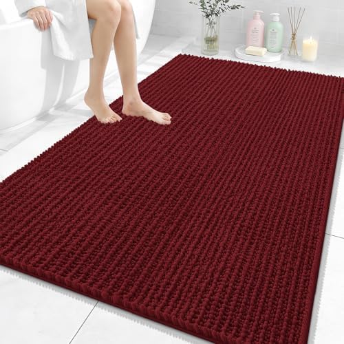 OLANLY Large Bathroom Rugs 59x35, Thick Soft Absorbent Chenille Bath Rugs