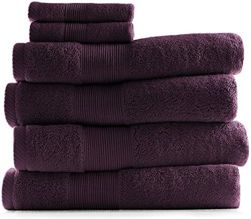 Hearth & Harbor Bath Towels for Bathroom - 100% Ring Spun Cotton Luxury Bathroom Towels - Ultra Soft & Highly Absorbent, Bath Towels Set of 6 - Purple Eggplant