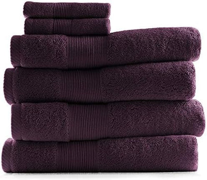 Hearth & Harbor Bath Towels for Bathroom - 100% Ring Spun Cotton Luxury Bathroom Towels - Ultra Soft & Highly Absorbent, Bath Towels Set of 6 - Purple Eggplant