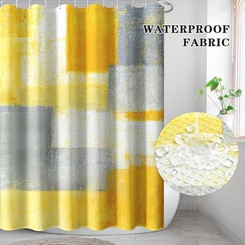 Shower Curtain Set, for Bathroom Decor 72" x 72", Abstract Yellow