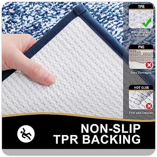 OLANLY Toilet Rugs U-Shaped 24x20, Soft Absorbent Microfiber Bath Mat, Navy