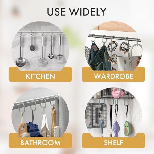 Amazer Shower Curtain Hooks Rings, 24 Pcs Shower Curtain Rings, Plastic Shower Curtain Hooks for Bathroom Shower Rod, Sage Green Shower Hooks for Shower Curtain