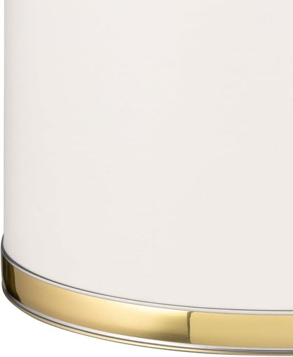 Kraftware 50274 Sophisticates W/Polished 14" Oval Waste Basket Wastebasket, White with Brass