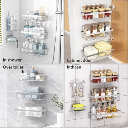 Liuoud 10 Pack Shower Caddy for Inside Shower Silver Bathroom Storage Decor