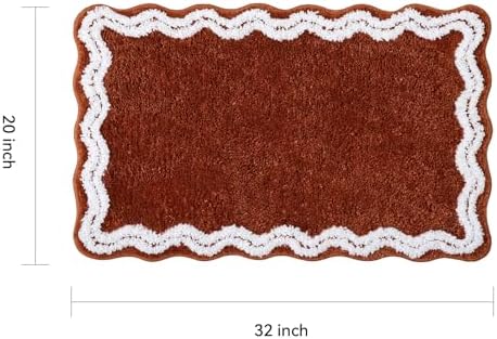 TRUEDAYS Terracotta Scalloped Bath Mat - Soft Microfiber Bathroom Rug, Non-Slip Cute Mat for Tub & Shower, Aesthetic Decor for Modern Bathrooms,32x20 Inches