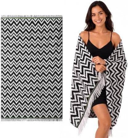 ecolook Chevron Beach and Bath Towels 2 Pack, Decorative Cotton