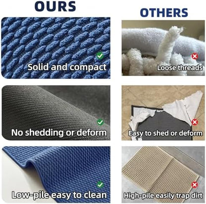 TYUU Large Bathroom Rugs Non Slip Washable Bath Rugs Super Absorbent Bathroom Rug Thin Quick Dry Low Pile Bath Mats, Navy Blue 36"x60"